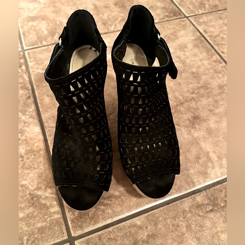 NEW Black Velvet Wedges
